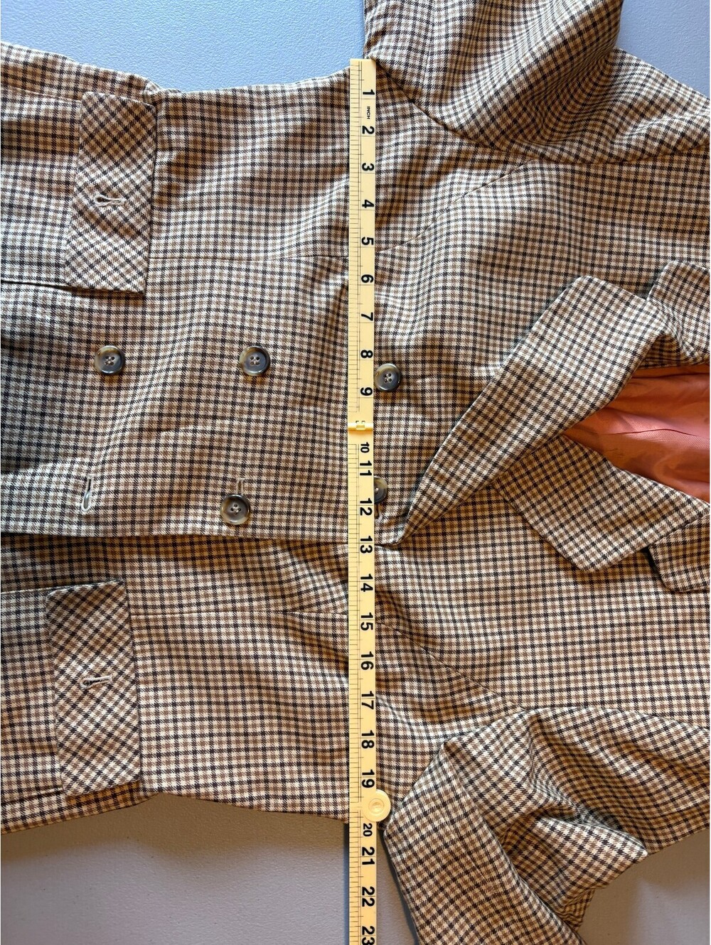 Kasper & Company ASL Women's Size 16 Brown Checkered Blazer Wool Blend - Picture 8 of 9